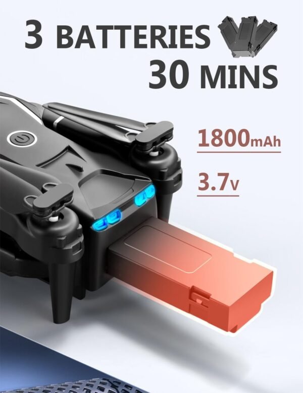 Cool Mini Drone with Camera for Kids Adults Beginners, 1080P FPV Camera Remote Control Drone for Kids with 3 Batteries, One-Click Take Off/Landing, Altitude Hold, Headless Mode, 360° Flips, 3-Gear Speeds , Emergency Stop, Toys Gifts for Kids