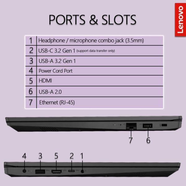 Lenovo V15 Laptop | 32GB RAM | 1TB PCIe SSD | Intel Celeron N4500 Processor | Intel UHD Graphics | 15.6" FHD 1080p Anti-Glare Display | Ethernet Port RJ-45 | Windows 11 Pro | WOWPC Recovery USB