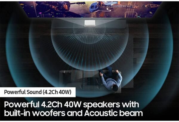 SAMSUNG 130" The Premiere Ultra Short Throw 4K UHD Smart Triple Laser Projector for Home Theater, HDR, 4.2Ch Surround Sound System w/ Alexa Built-In (SP-LSP9TFAXZA, Latest Model)