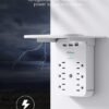 Wall Outlet Extender with Surge Protector, 6 AC Outlets, Shelf, 2 USB & USB C Charging Ports - Home & Dorm Plug Expander