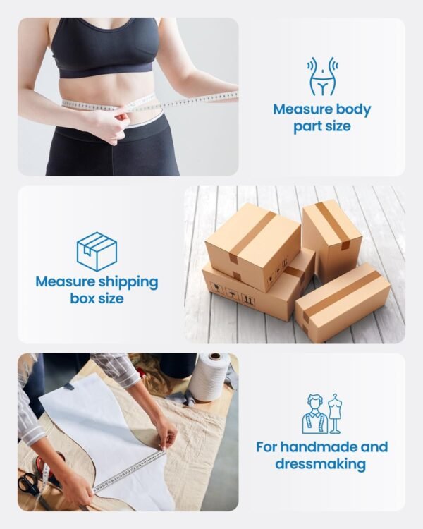 61mlKnIUwsL._AC_SL1500_.jpg RENPHO Body Measuring Tape, Smart Tape Measure for Weight Loss, Bluetooth Fitness Equipment with App, Measuring Waist, Hip, Bust, Arms, Muscle Gain, Retractable, 60in /150cm, White