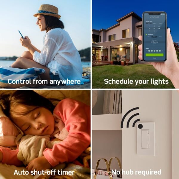 Leviton Decora Smart Switch, Wi-Fi 2nd Gen, Neutral Wire Required, Works with Matter, My Leviton, Alexa, Google Assistant, Apple Home/Siri & Wired or Wire-Free 3-Way, D215S-2RW, White