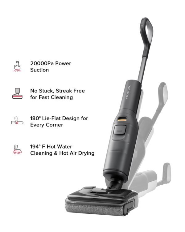 roborock F25 Wet Dry Vacuum Cleaner, Cordless Vacuum Mop All in One with 20000Pa, 194°F Hot Air Flash Drying & Hot Water Self Cleaning, Zero-Tangle Wet Mop Cleaner for Hard Floor, 180° Lie Flat