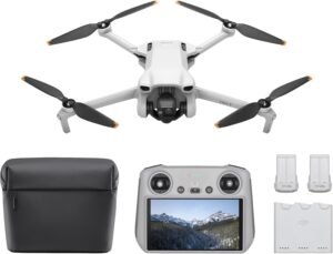 DJI Mini 3 Fly More Combo (DJI RC), Drones with DJI Mini 3 Fly More Combo (DJI RC), Drones with Camera for Adults 4K, 3 Batteries for 114-min Flight Time, Vertical Shooting, 32800ft (10km) Video Transmission, Lightweight Mini Drone for Beginners