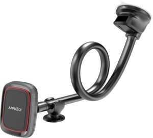 APPS2Car Magnetic Car Phone Holder Mount [Flexible Long Arm] Anti-Shake Windshield Phone Mount [6 Strong Magnets] Cell Phone Holder for Car [Case Friendly] Compatible with iPhone Smartphones Tablets