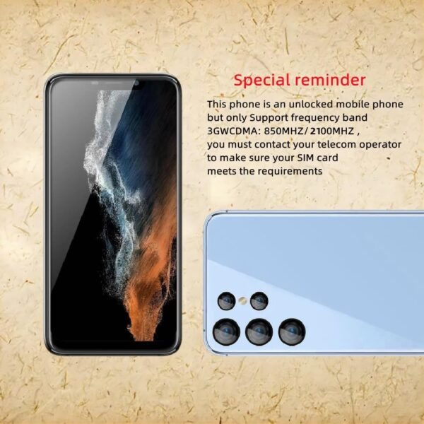 Unlocked Phone，s22u，Android Smartphone ，Dual SIM Card，1G RAM 16G ROM，Only Supports Dual SIM Card Frequency Band of 3GWCDMA ：850/1700/2100MHZ，6.11 inch Screen(5garnish, Blue)