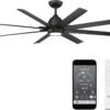 WAC Smart Fans Mocha XL Indoor and Outdoor 8-Blade Smart Home Ceiling Fan 66in Matte Black with 3000K LED Light Kit and Remote Control works with Alexa and iOS or Android App