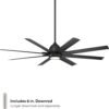 WAC Smart Fans Mocha XL Indoor and Outdoor 8-Blade Smart Home Ceiling Fan 66in Matte Black with 3000K LED Light Kit and Remote Control works with Alexa and iOS or Android App
