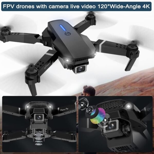 2025 Foldable Drone with 4K Dual Camera for Adults, RC Quadcopter WiFi FPV Live Video, Altitude Hold, Headless Mode E88