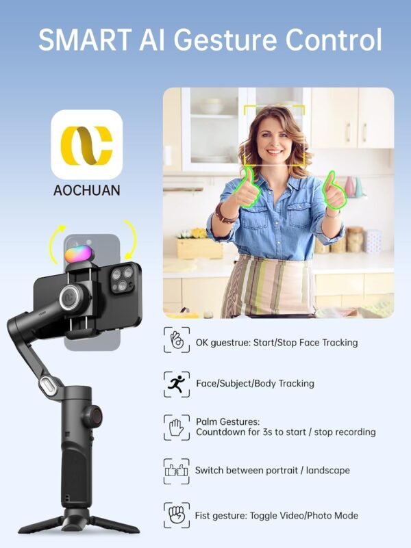 Gimbal Stabilizer Smartphone iPhone Video: iPhone Stabilizer Gimbal Smartphone Foldable 3-Axis Handheld Portable Android Gimbal TikTok YouTube Vlog Recording AOCHUAN Smart XE Series (Smart XE KIT)