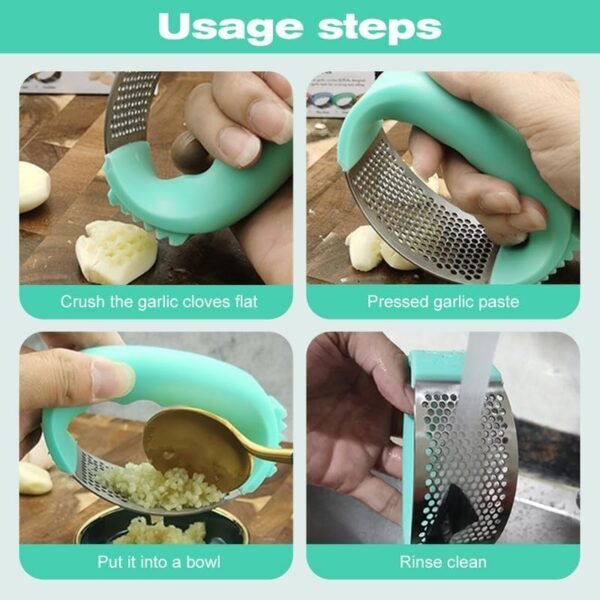Upgraded Garlic Press Rocker, 2024 New Stainless Steel Garlic Presser, Garlic Mincer Crusher Masher with Peeler and Cleaning Brush, Garlic Chopper for Smash Garlic Kitchen Gadgets Tools