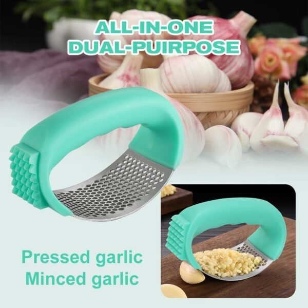 Upgraded Garlic Press Rocker, 2024 New Stainless Steel Garlic Presser, Garlic Mincer Crusher Masher with Peeler and Cleaning Brush, Garlic Chopper for Smash Garlic Kitchen Gadgets Tools