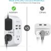 Addtam USB Wall Charger Surge Protector 5 Outlet Extender with 4 USB Charging Ports (1 USB C Outlet) 3 Sided 1800J Power Strip Multi Plug Outlets Wall Adapter Spaced for Home Travel Office ETL Listed