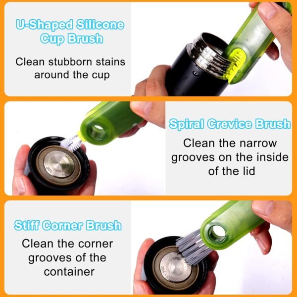 XANGNIER 3 in 1 Multipurpose Bottle Gap Cleaner Brush,3 Pack Cup Cover Cleaning Brush,Cup Crevice Cleaning Tools,Water Bottle Cleaner Brush,Home Kitchen Cleaning Tools
