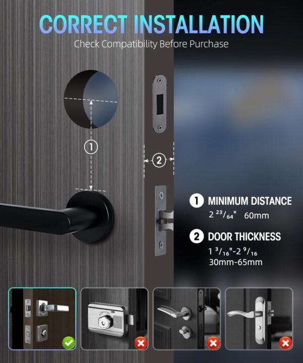 Keyless Entry Fingerprint Door Lock - Smart Deadbolt Lock for Front Door with Keypad - Electronic Lock with APP - Biometric Digital Lock with Code - Auto Lock