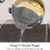 Kitchen Gizmo Snap N' Strain - Silicone Pasta Strainer Clip-On for Pots and Pans - Heat Resistant Colander for Vegetables and Noodles - Kitchen Gadgets for Cooking - Space-Saving Design - Grey