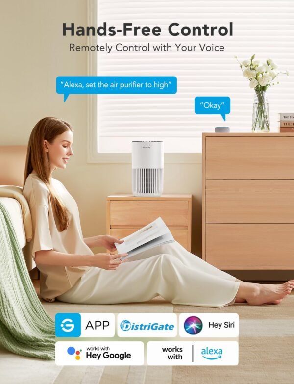 GoveeLife Mini Air Purifier for Bedroom, HEPA Smart Filter Air Purifier with App Alexa Control for Pet Hair, Odors, Pollen, Smoke, Portable Air Cleaner with 3 Speeds, 2 Modes, Timer, Aroma for Home