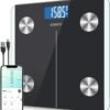 Etekcity Smart Rechargeable Body Fat Scale, Digital Bathroom Scale for Body Weight and Muscle, Accurate Weighing Machine for People Sync with Smartphone App, 400lb, Black