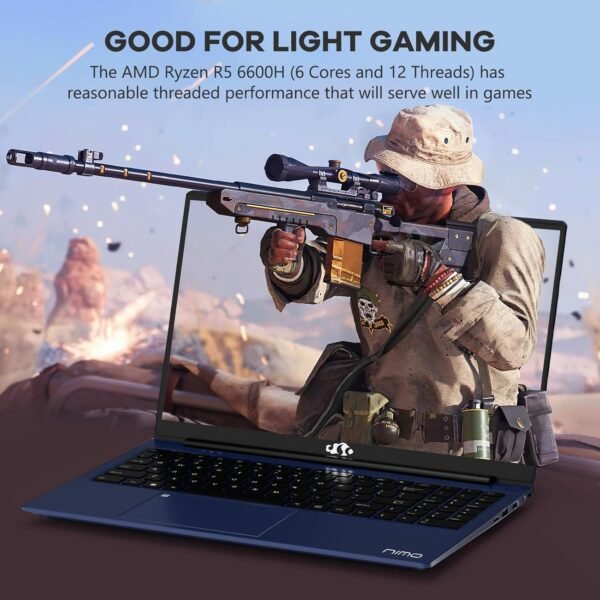 71-jVwFsTL._AC_SL1500_.jpg NIMO 15.6 FHD IPS Business Gaming Laptop, 6-Cores AMD Ryzen 5 6600H 660M 6 nm, 32GB RAM DDR5, 1TB SSD (Beat i5-12450H, up to 4.5GHz), 100W Type-C, Fingerprint, Backlit Keyboard, WiFi 5 Win 11