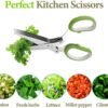 Herb Scissors, Herb Scissors with 5 Blades and Cover – Sharp Dishwasher Safe Kitchen Scissors, Must-Have Kitchen Gadgets, Cool Gadgets, Herb Shears Cutter tool, Green