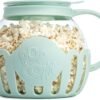Ecolution Patented Micro-Pop Microwave Popcorn Popper with Temperature Safe Glass, 3-in-1 Lid Measures Kernels and Melts Butter, Made Without BPA, Dishwasher Safe, 3-Quart, Aqua