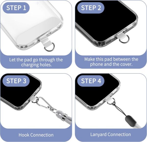 CACOE Phone Lanyard 2 Pcs-1 Pcs Adjustable Neck Strap,1 Pcs Wrist Strap,2 Pcs Pads,Universal Crossbody Multifuctional Cell Phone Lanyards Compatible with Most Smartphones(Gray)