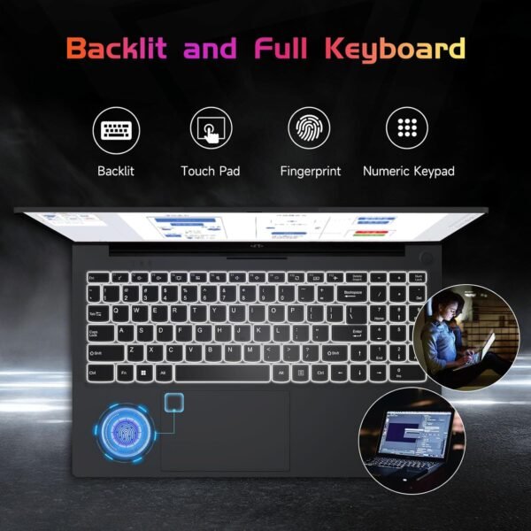 NIMO 15.6" IPS FHD-Student-Laptop, Intel Pentium Quad Core N100(Beat to i3-1115G4 Up to 3.4GHz) Computer with Backlit Keyboard Fingerprint 16GB RAM 256GB SSD WiFi 6 Win 11 Gray