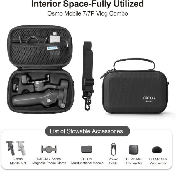 Skyreat Osmo Mobile 7P Case,PU Leather Portable Storage OM 7P Case Shoulder Bag for DJI OM 7 /7P Smartphone Gimbal Stabilizer Accessories
