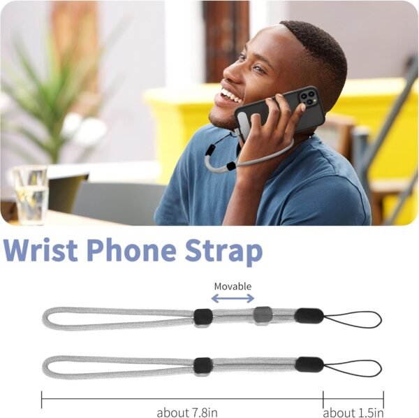 CACOE Phone Lanyard 2 Pcs-1 Pcs Adjustable Neck Strap,1 Pcs Wrist Strap,2 Pcs Pads,Universal Crossbody Multifuctional Cell Phone Lanyards Compatible with Most Smartphones(Gray)