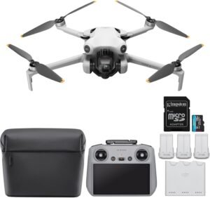 DJI Mini 4 Pro Fly More Combo (DJI RC 2) DJI Mini 4 Pro Fly More Combo (DJI RC 2) Drone with 128GB Memory Card- Lightweight and Foldable Mini Camera Drone with 4K HDR Video, True Vertical Shooting, and Intelligent Features (2 Items)