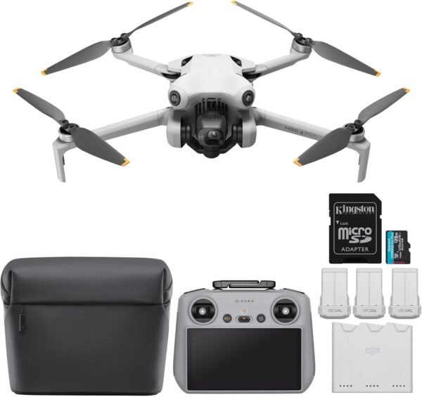 DJI Mini 4 Pro Fly More Combo (DJI RC 2) DJI Mini 4 Pro Fly More Combo (DJI RC 2) Drone with 128GB Memory Card- Lightweight and Foldable Mini Camera Drone with 4K HDR Video, True Vertical Shooting, and Intelligent Features (2 Items)