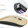 Wireless Keyboard and Mouse Ultra Slim Combo, TopMate 2.4G Silent Compact USB 2400DPI Mouse and Scissor Switch Keyboard Set with Cover, 2 AA and 2 AAA Batteries, for PC/Laptop/Windows/Mac - Gold Black