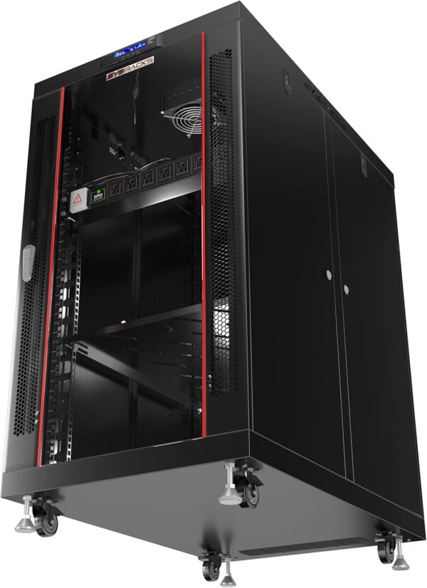 712WOagOFyL._AC_SL1500_.jpg Server Rack Locking Cabinet Network Enclosure Premium Series for Server AV Networking Computer and Other IT Equipment - 35-inch Depth - Thermosystem/LCD Screen (18U)