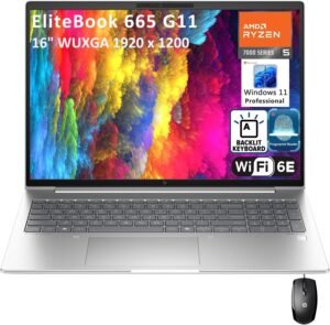HP Elitebook 665 G11 Business Laptop, 16" FHD+ Computer, AMD Hexa-Core Ryzen 5 7535U (Beat i5-1335U), 64GB DDR5 RAM, 2TB PCIe SSD, WiFi 6E, Backlit KB, Fingerprint Reader, Windows 11 Pro Vent-HEA