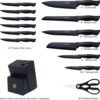 Knife Set, HUNTER.DUAL 15 Pcs Kitchen Knife Set with Block Self Sharpening, Dishwasher Safe, Anti-slip Handle, Black