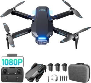Drone with Camera 1080P, Brushless Motors, Optical Flow Positioning, Camera Anti-Shake, 110° Adjustable Lens Foldable RC Quadcopter 3 Batteries, Strong Stability Mini Drones for Kids/Beginners, Black
