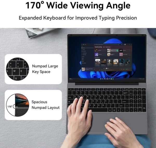 Windows 11 Slim Student Laptop: 15.6" Full HD | 512GB SSD | 12GB DDR4 RAM | Intel Jasper Lake N5095 | Numeric Keypad | Wi-Fi 6 | AMD Radeon Graphics | Business and Fun (2024)