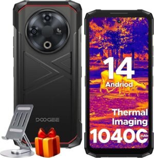 DOOGEE Fire 6 Rugged Phone with Thermal Image Camera,10400mAh,16GB+256GB Android 14 Cell Phone Unlocked,50MP AI Camera,6.56" HD+IPS Display Rugged Smartphone,IP68 Waterproof Phone,Face Unlock/OTG