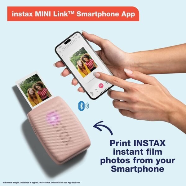 Fujifilm Instax Mini Link 3 Smartphone Printer Sage Green + Fuji Film Value Pack (20 Sheets)+ Shutter Accessories Bundle, Incl. Protective Case, 20 Sticker Frames, USB Type C Cable