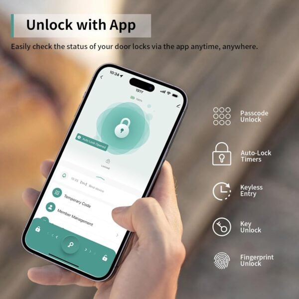 IRONZON Fingerprint Door Lock Smart Door Lock with Keypad Keyless Entry Door Lock with Handle for Home Hotel Office Apartment Bedroom