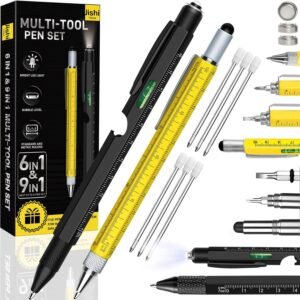 Gifts for Men, Easter Basket Stuffers for Adults Men, Multitool Pens 2pcs Multi-Tool Pen Set, Birthday Fathers Day Dad Gifts from Daughter, EDC Gadgets for Men Him Boyfriend Husband, Stocking Stuffers