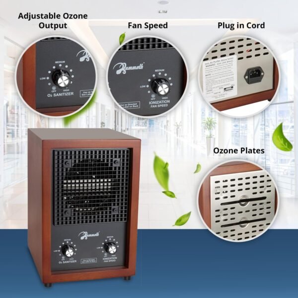 Mammoth Ion and Ozone Generator 3000 mg/hour, Adjustable up to 3,500 SqFt Ionizer & Deodorizer Ozone Odor Eliminator- Ozone Machine Wooden Design Ideal for Dust, Pollen, Pets & Smoke Smell