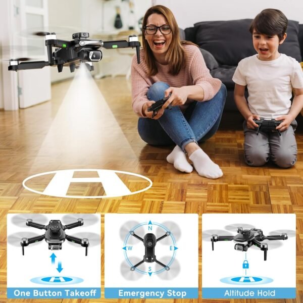 S165max Drones with 1080P HD Camera for Adults Brushless Motor Drone with Propeller Guards, 3 Batteries, FPV Foldable Drone with One Button Take Off/Landing, Toys Drone for Boys Beginners