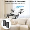 X300C Mini Drone with Camera 720P HD FPV, RC Quadcopter Foldable Drone, Drone With Altitude Hold, 3D Flip, Headless Mode, Gravity Control and 2 Batteries, Gifts for Kids, Adults, Beginner