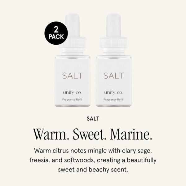 71Bs3zmcllL._AC_SL1500_.jpg Pura & Unify Co. Home Scent Refill - Smart Home Air Diffuser Fragrance - Up to 120-Hours of Premium Fragrance per Refill - Clean & Safe Diffuser - Household Essential - 2 Pack, Salt