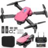 Drone with Camera 1080P for Kids Foldable Mini Drone for Kids Adults Beginners Boys Toys One Key Take Off/Landing Turn Over Gifts for Boys Pink