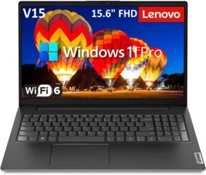Lenovo V15 Business Laptop Computer, 15.6" FHD Display, Intel Dual-Core CPU, 16GB DDR4 RAM, 256GB PCIe SSD, WiFi 6, Bluetooth 5.2, RJ-45, Type-C, HDMI, Numeric Keypad, Black, Windows 11 Pro, Tichang