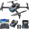 Remote Control FPV Drone with 1080P Camera for Kids and Adults Beginners, Foldable Quadcopter with Carrying Case, Adjustable Len, Gestures Selfie, Brushless Motor, Altitude Hold, 3D Flips, Voice Control, One Key Take Off/ Land, Waypoint Fly, Optical Flow Positioning, RC Toys Gifts for Boys Girls