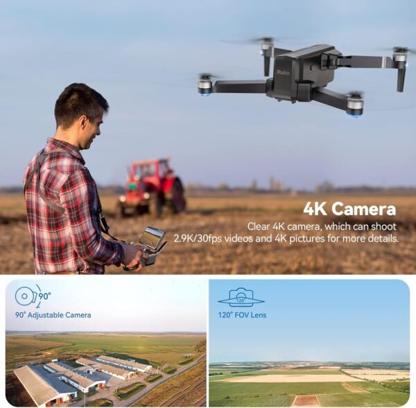 Ruko F11PRO Drones with Camera for Adults 4K UHD Camera 60 Mins Flight Time with GPS Auto Return Home Brushless Motor, Compliance with FAA Remote ID, Black (with Carrying Case)