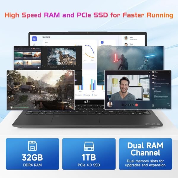 17.3" FHD-Laptop Business-Laptop, 32GB RAM 1TB SSD Intel 6 Cores i3-1215U(Beat i5-1135G7) Backlit Keyboard WiFi 6 BT5.2 Windows 11 Laptop 54Wh Battery Webcam 65W Type-C Fingerprint Numpad